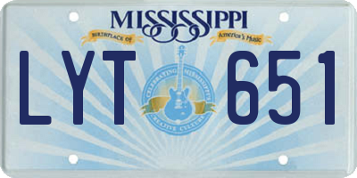 MS license plate LYT651