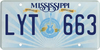 MS license plate LYT663