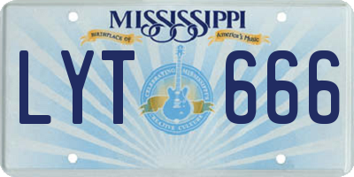 MS license plate LYT666