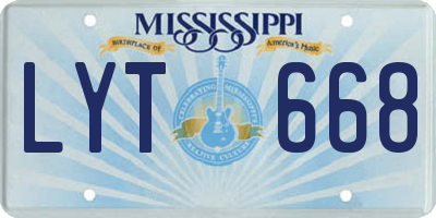 MS license plate LYT668