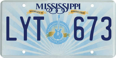 MS license plate LYT673