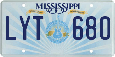 MS license plate LYT680