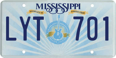 MS license plate LYT701