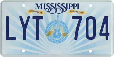 MS license plate LYT704