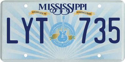 MS license plate LYT735