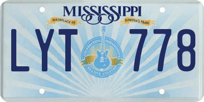 MS license plate LYT778