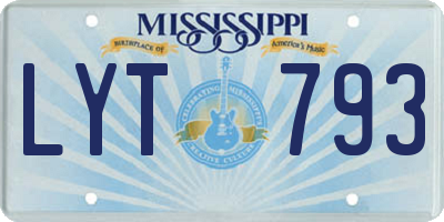 MS license plate LYT793