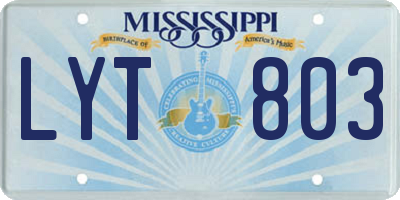 MS license plate LYT803