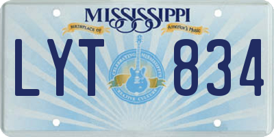 MS license plate LYT834