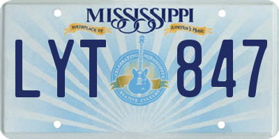 MS license plate LYT847