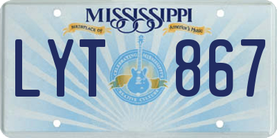 MS license plate LYT867