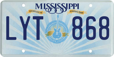 MS license plate LYT868