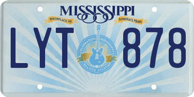 MS license plate LYT878