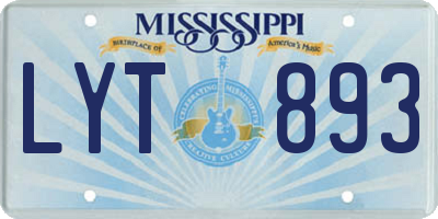 MS license plate LYT893