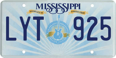 MS license plate LYT925