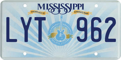 MS license plate LYT962