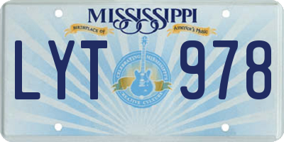 MS license plate LYT978