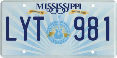 MS license plate LYT981