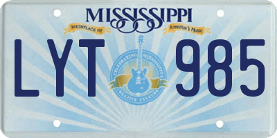 MS license plate LYT985