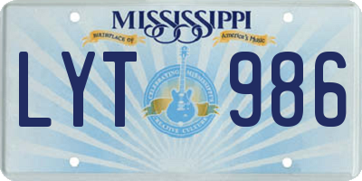 MS license plate LYT986