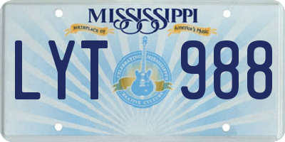 MS license plate LYT988