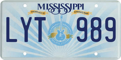 MS license plate LYT989