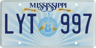 MS license plate LYT997