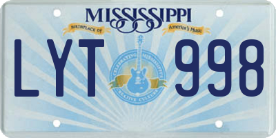 MS license plate LYT998