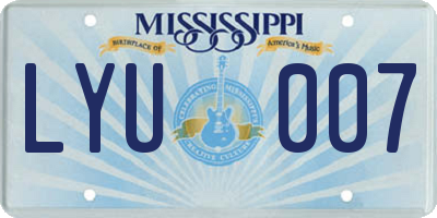 MS license plate LYU007