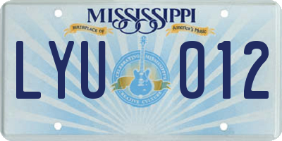 MS license plate LYU012