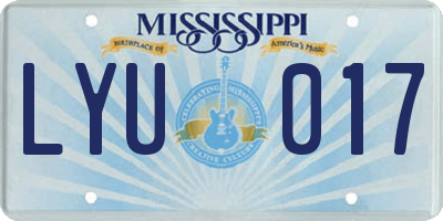 MS license plate LYU017