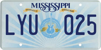 MS license plate LYU025