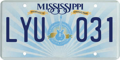 MS license plate LYU031