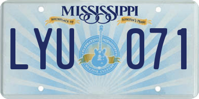 MS license plate LYU071