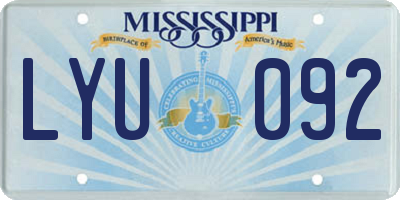 MS license plate LYU092