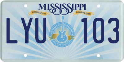 MS license plate LYU103