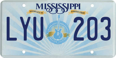 MS license plate LYU203