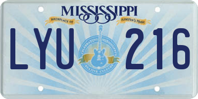 MS license plate LYU216