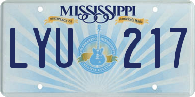 MS license plate LYU217
