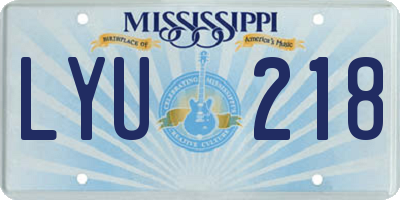 MS license plate LYU218