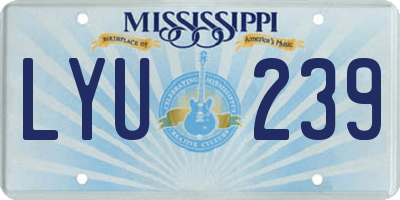MS license plate LYU239