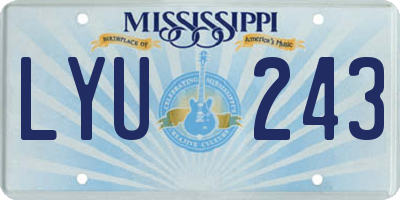 MS license plate LYU243