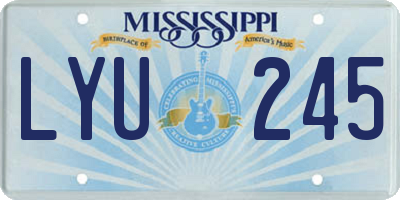 MS license plate LYU245
