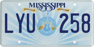 MS license plate LYU258