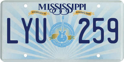 MS license plate LYU259