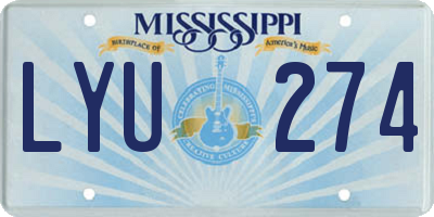 MS license plate LYU274
