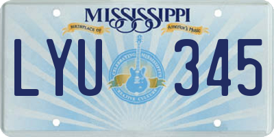 MS license plate LYU345