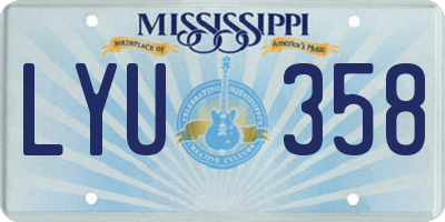 MS license plate LYU358