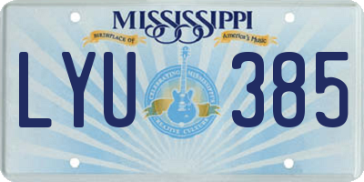 MS license plate LYU385
