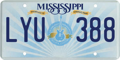 MS license plate LYU388